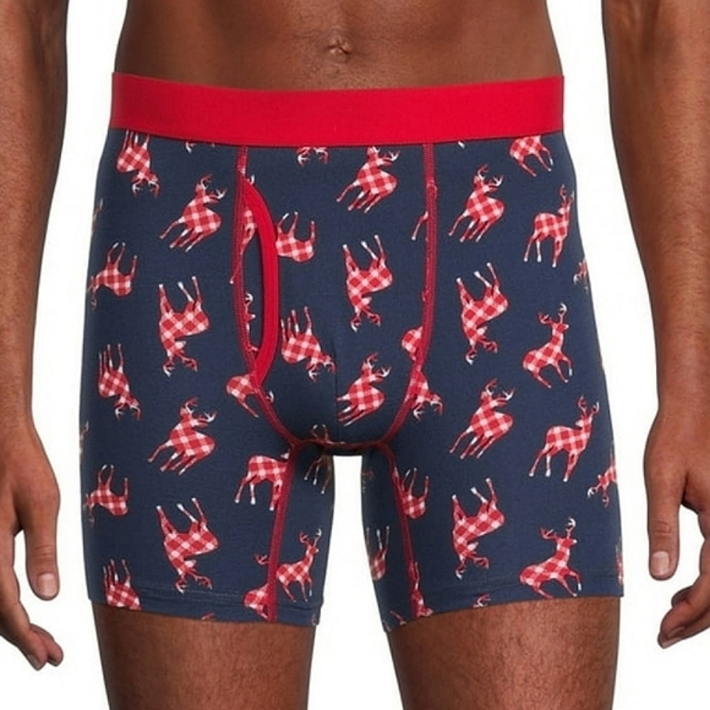 Plaid deer boxer brief